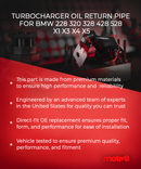 Turbocharger Oil Return Pipe for BMW 228 320 328 428 528 X1 X3 X4 X5 | Replaces: 11428626653 & 11427588934 - Motiv8