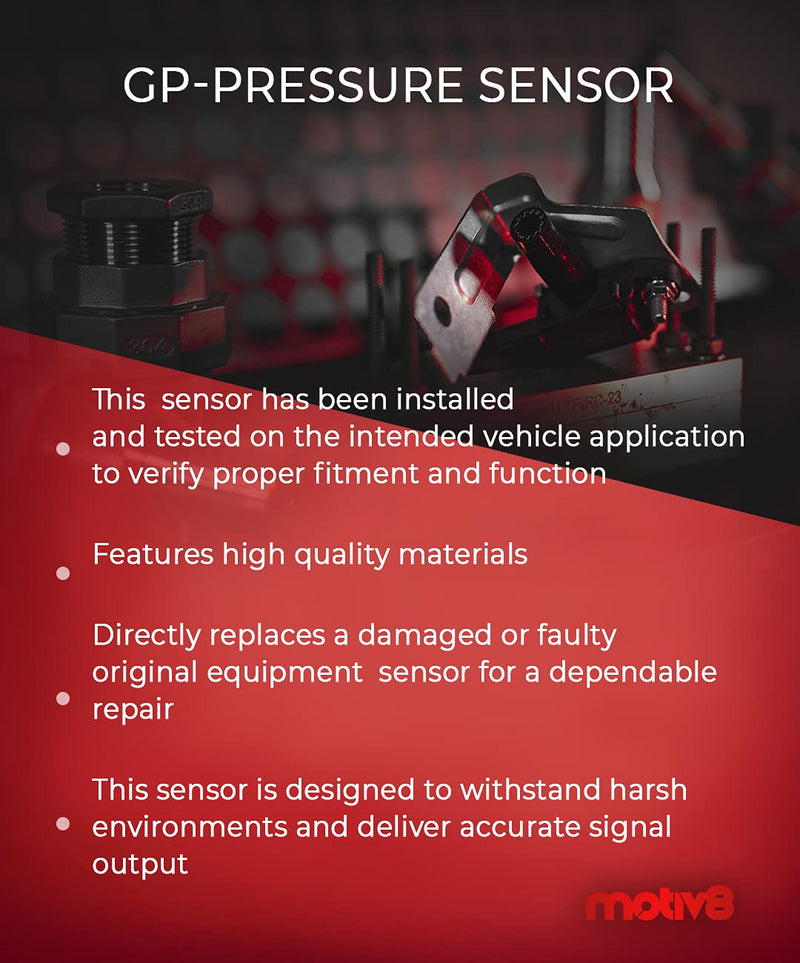 GP-Pressure Sensor | Turbocharger Inlet Pressure | Boost Pressure | Compatible with: CAT 3126 1996 1997 1998 | Replaces: 141-4119, 161-9925, 194-6722, 904-7028 - Motiv8