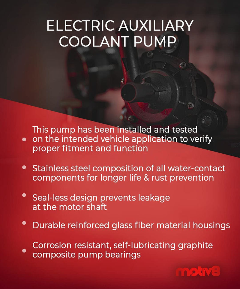 Electric Auxiliary Coolant Pump | Compatible with Mercedes-Benz C CLK CLS AMG | Replaces: 2038350064, 2028350064 - Motiv8