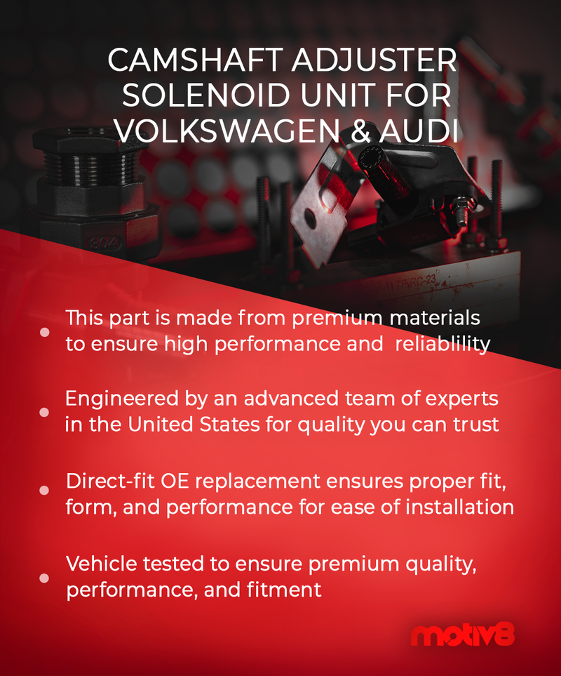 Camshaft Adjuster Solenoid Unit for 2.0L Audi A4 09-15, A5 12-17, A6 12-14, Q5 13-17 | Replaces 06H103697C 06H103697B 06H103697A 7V9080 918049 - Motiv8