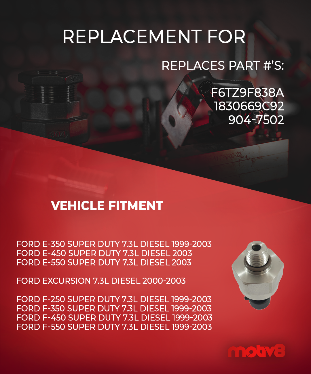 Fuel Injection Control Pressure Sensor for Ford 7.3L Super Duty T44E –  MOTIV8 Engineering