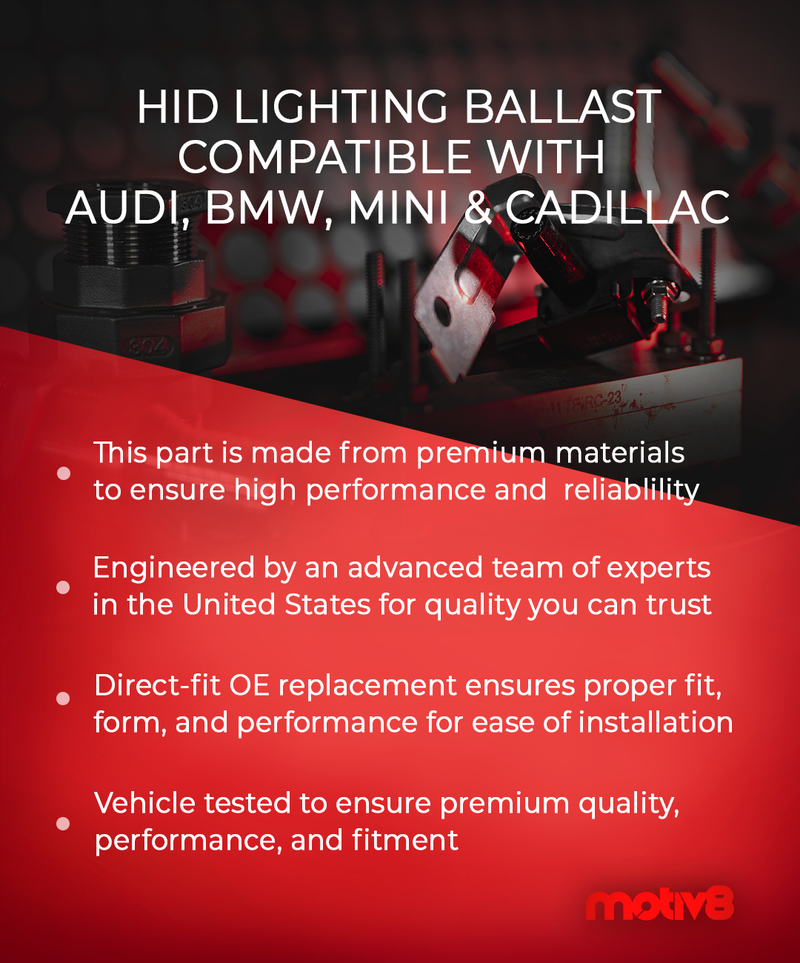 HID Lighting Ballast for Audi, BMW, MINI & Cadillac | Replaces: 8J0907391, 63112754797, 63117182520 & 25806714 - Motiv8
