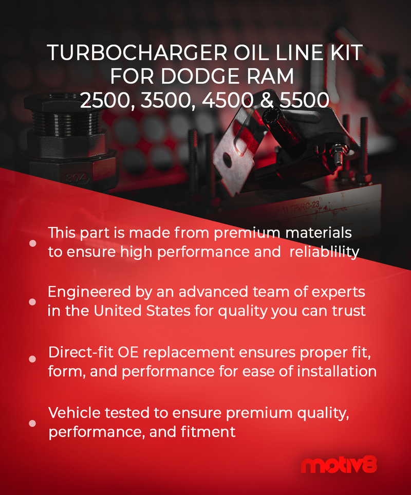 Turbocharger Oil Line Kit Compatible with GMC 6.6L Duramax 2010-2016 | Replaces: 98062840 - Motiv8