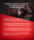 Turbocharger Oil Feed Line Kit for BMW 4.4L V8 | 550 650 750 X5 X6 | Replaces for 11427599233 & 11427577009 - Motiv8