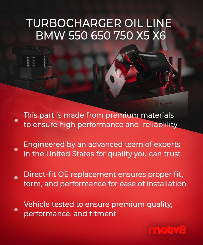 Turbocharger Oil Line for BMW 550 650 750 X5 X6 | Replaces: 11427577010 - Motiv8