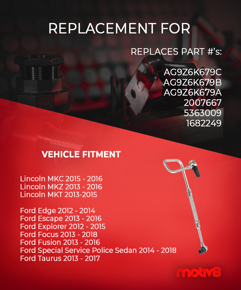 Turbocharger Oil Feed Line for Ford, Lincoln 2.0L | AG9Z6K679C & 2007667 - Motiv8