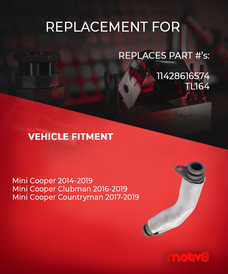 Turbocharger Oil Return Line for 2014-2019 Mini Cooper | 1.5L | Replaces: 11428616574 - Motiv8