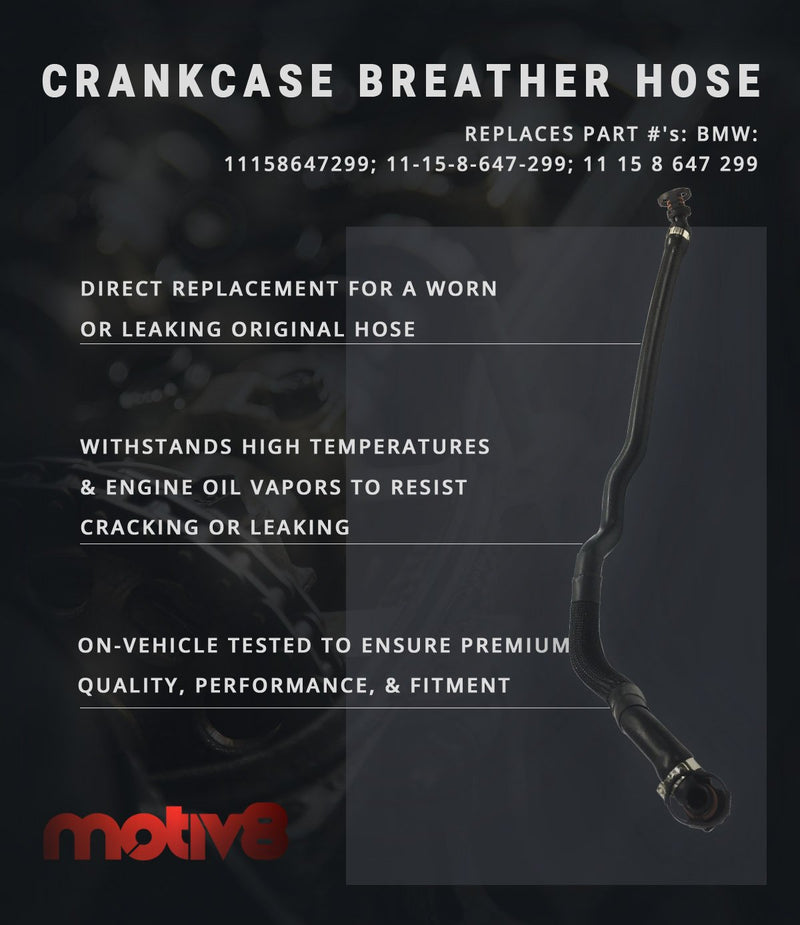 Crankcase PCV Breather Hose Connecting Line for 550i 650i 750i 2011-2018 4.4L - Crank Case Ventilation PCV Valve Emission Hose - MOTIV8 Engineering